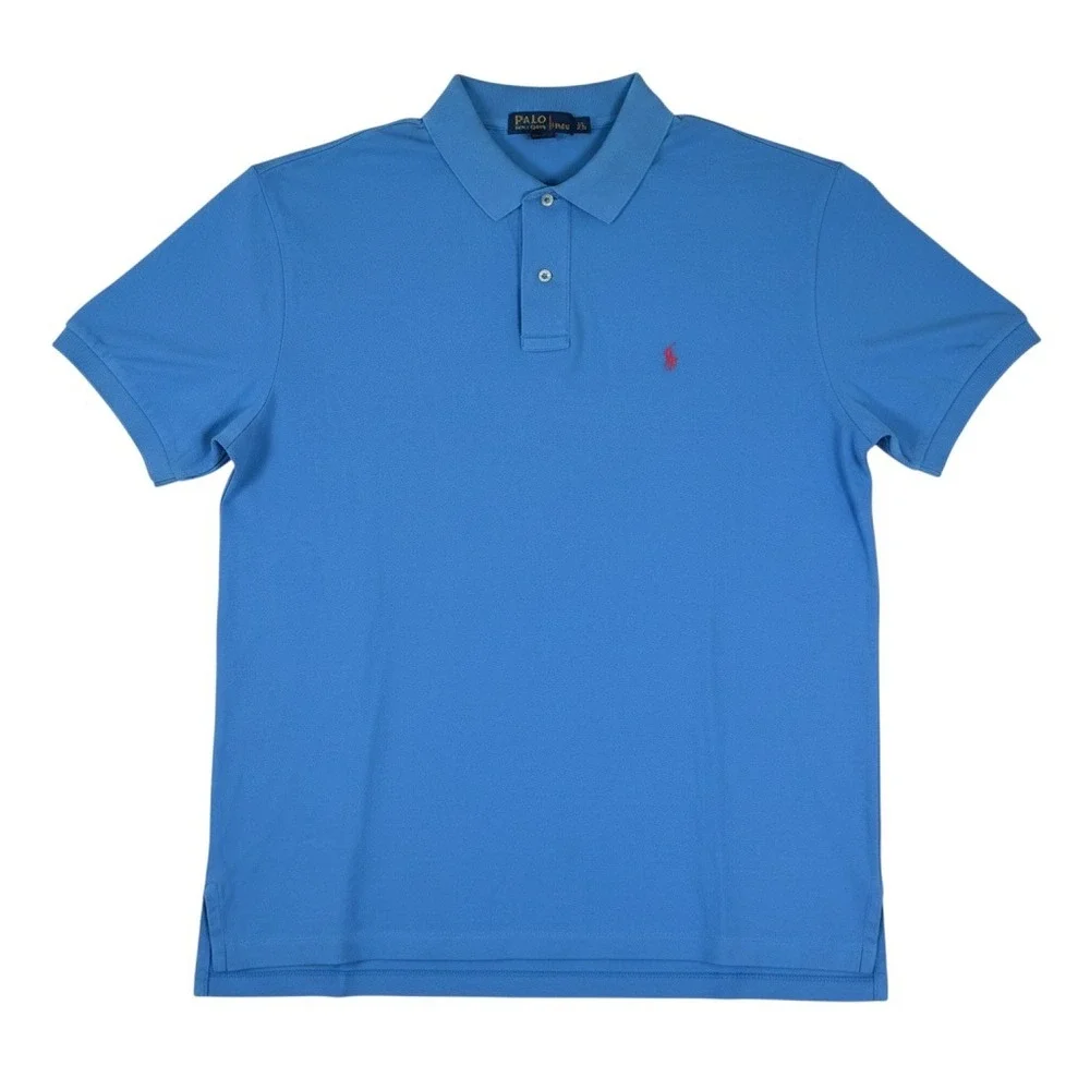 Polo Ralph Lauren Polo Shirt Mens XL Blue Classic Pique Cotton Pink Pony Golf